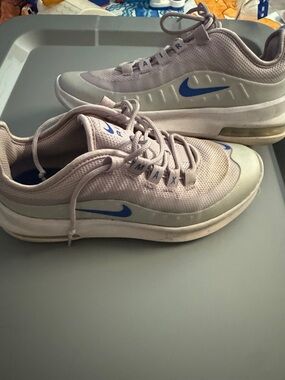 Nike Men’s Athletic Shoes in Light Gray with Blue Swoosh